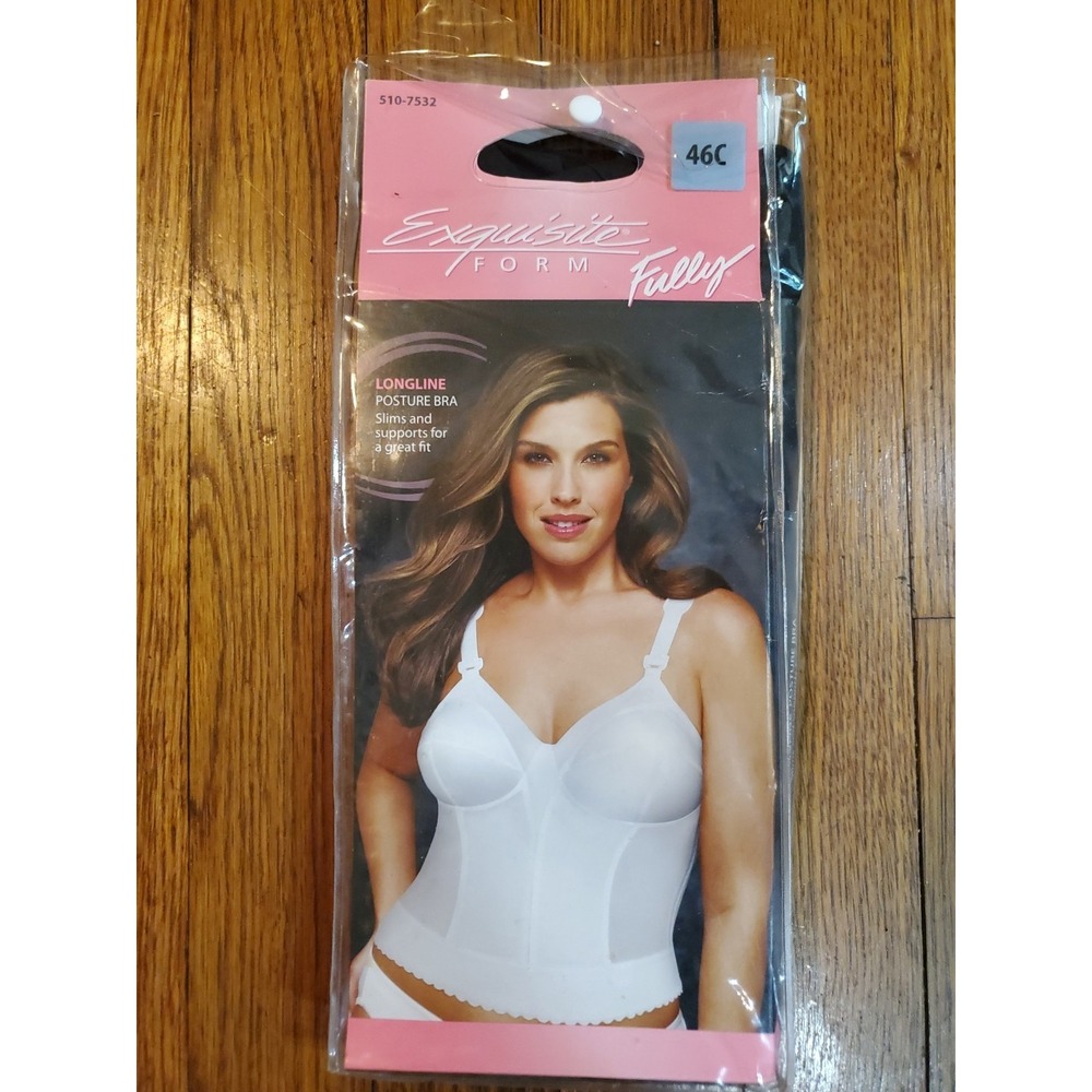 NWT Exquisite Form 5107532 Fully Posture Longline Bra Black Size 46C Slimming‎
